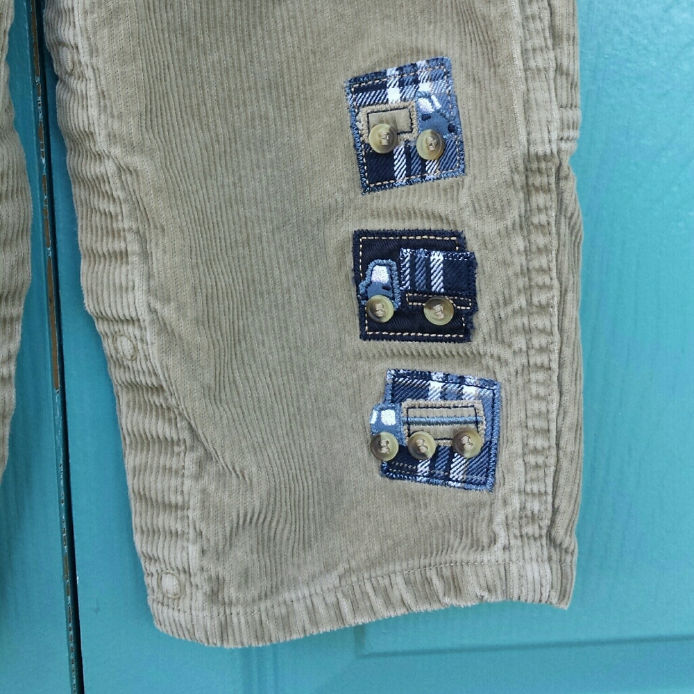 KRU 2-Pc. Set Tan Corduroy Overalls & Navy Shirt - Picture 13 of 16